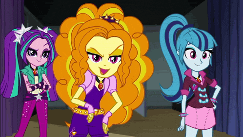 a group of three cartoon characters standing next to each other with their arms crossed