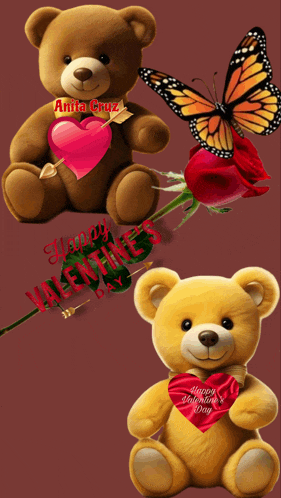 a teddy bear holding a heart with an arrow through it and the words happy valentine 's day on it