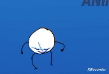 a cartoon character is dancing on a blue background with xrecorder written on it