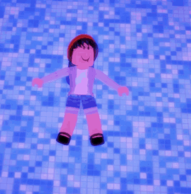 a cartoon character is floating in the water