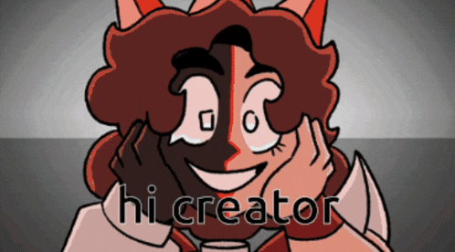 a cartoon drawing of a person with the words hi creator on the bottom