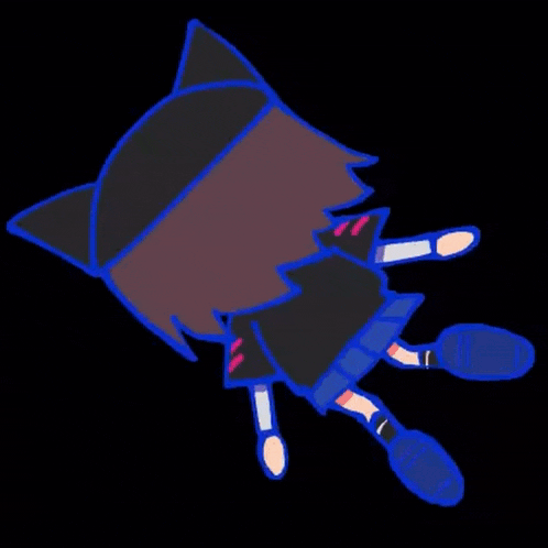 a cartoon character wearing a shirt that says meow on it
