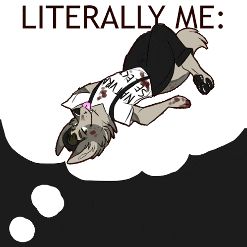 a cartoon of a dog laying on its back with the words literally me above it