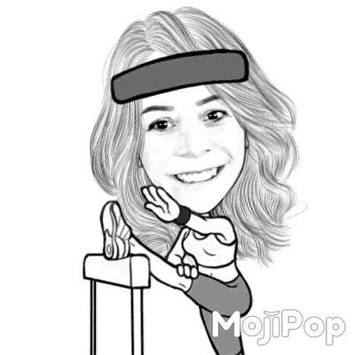 a cartoon of a woman wearing a headband giving a thumbs up