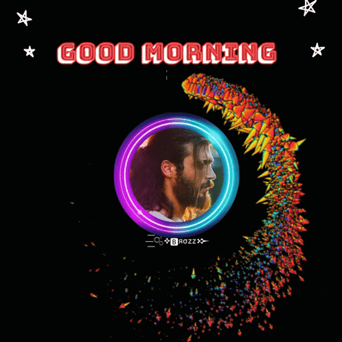 a good morning greeting card with a picture of a man