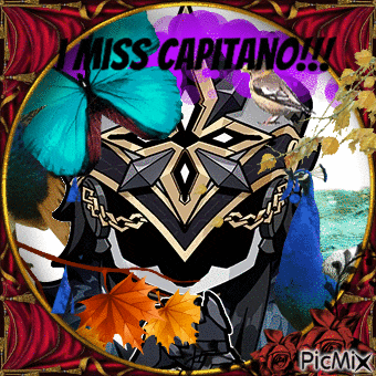 a picture with a butterfly and the words " miss capitano " on it