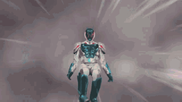 a person is surrounded by red and blue smoke
