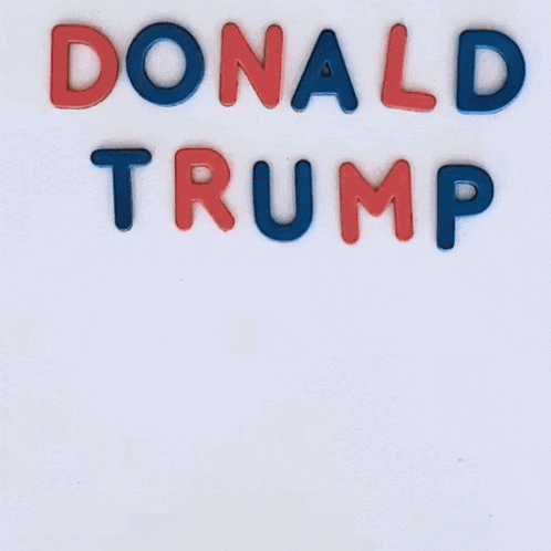 a man is pointing at the word donald on a white background