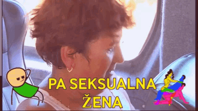a cartoon of a woman with the words pa seksualna zena