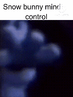 a picture of a snow bunny mind control with a black background .