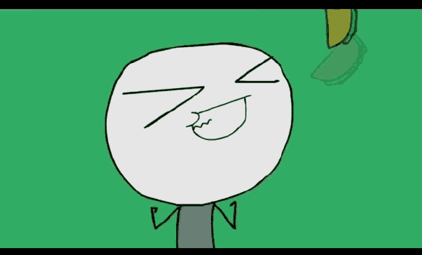 a cartoon drawing of a person 's face with the letter n visible