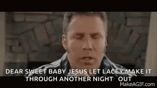 a man is praying in front of a fireplace with his eyes closed and a quote from a movie .