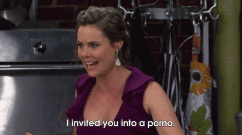 a woman says " i invited you into a porno "