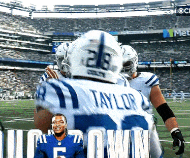 a football player named taylor is on the field