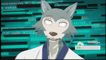 a cartoon of a wolf with a loading bar