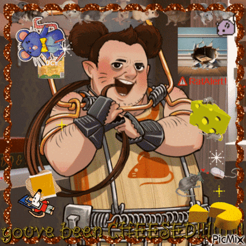 a cartoon of a man with a rope around his neck and the words " you 've been gifted " below him