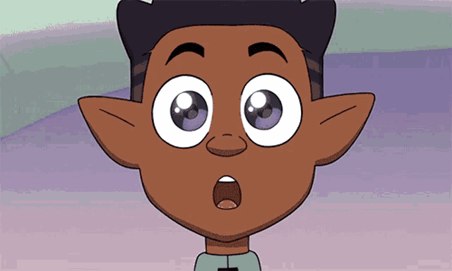 a cartoon character with a surprised look on his face .