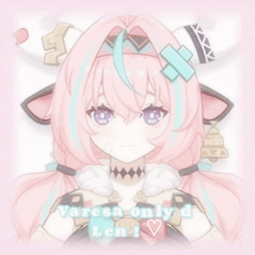 a drawing of a girl with pink hair and the words vanesa only len on the bottom