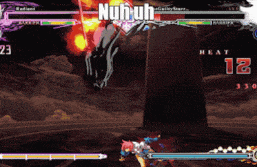 a screenshot of a video game with the words " nuh uh " on the screen