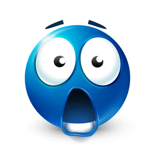 a blue smiley face with a surprised expression