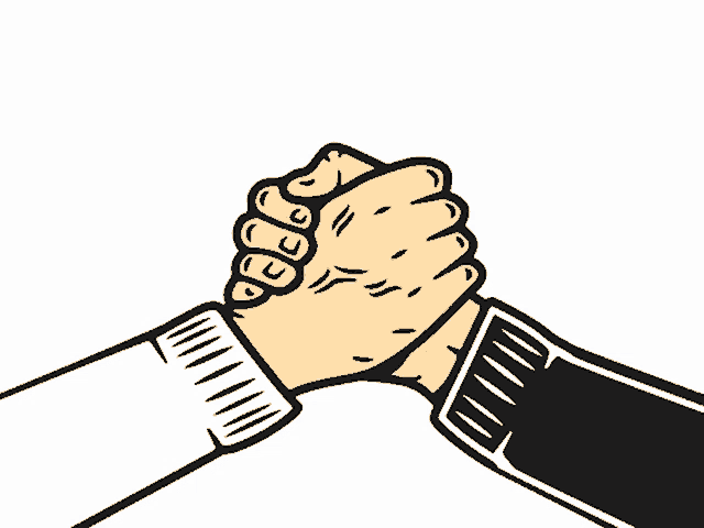 a cartoon of two hands shaking each other