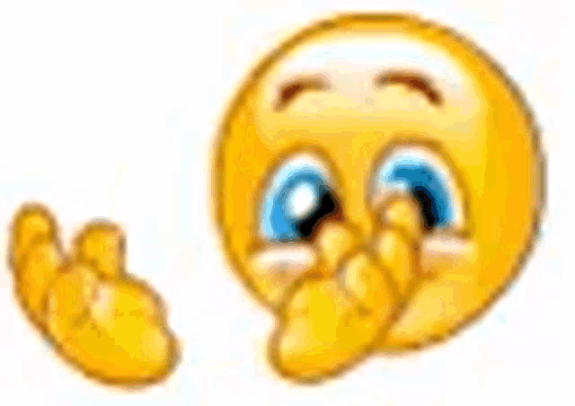 a smiley face is covering its eyes with its hands and giving a thumbs up .