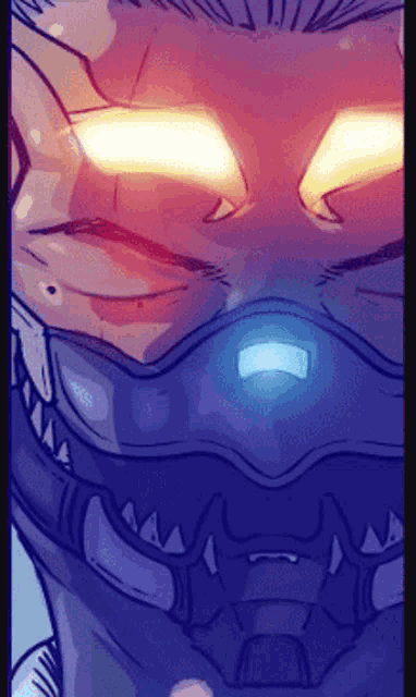 a drawing of a man with a mask on his face