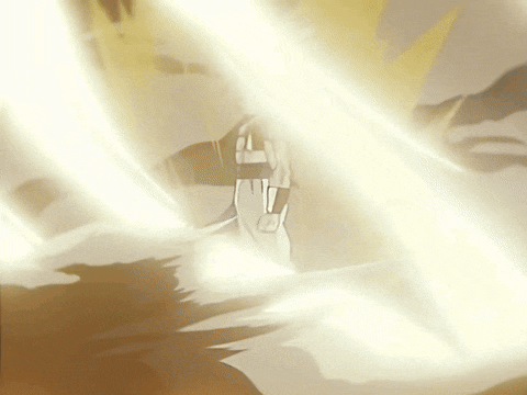 a cartoon drawing of a person with a light coming from their hand