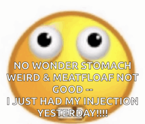 a smiley face with a caption that says no wonder stomach weird and meat loaf not good - good