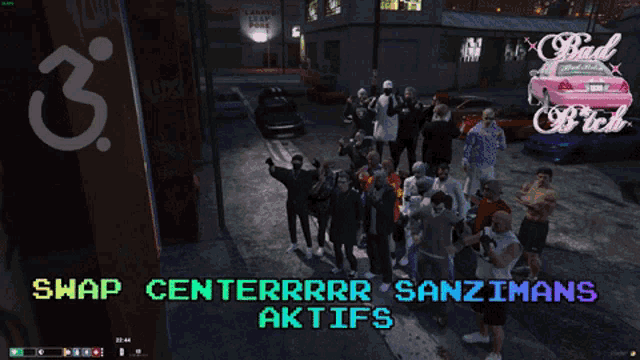 a screenshot of a video game with the words swap centerrrr sanzimans aktifs on the bottom