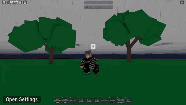 a screenshot of a game with the words open settings at the top