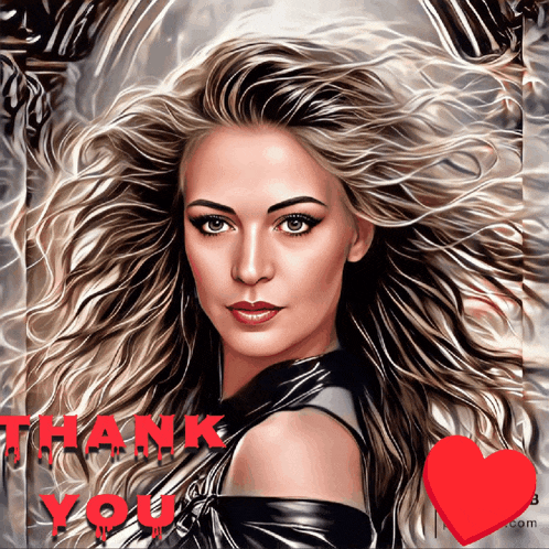a painting of a woman with the words thank you on the bottom