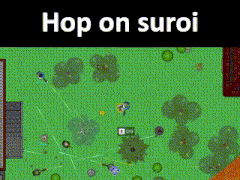 a screenshot of a video game with the words hop on suroi