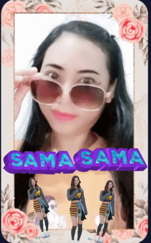 a woman wearing sunglasses is surrounded by flowers and the name sama sama