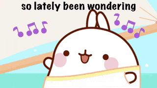 a cartoon of a rabbit with music notes and the words so lately been wondering above it