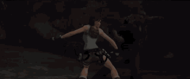 a woman in a video game is holding a knife in her hand