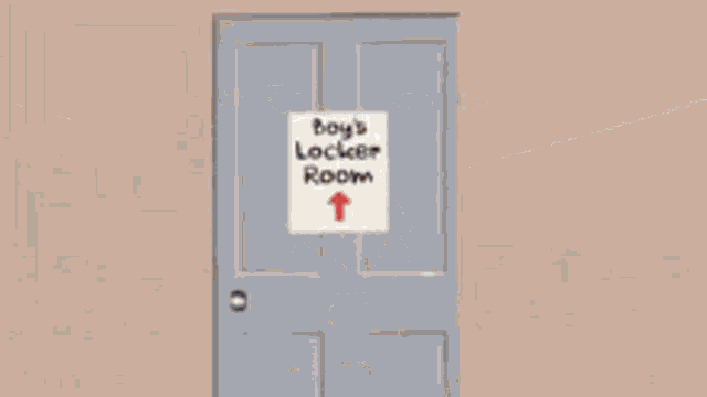 a door with a sign that says boys locker room on it