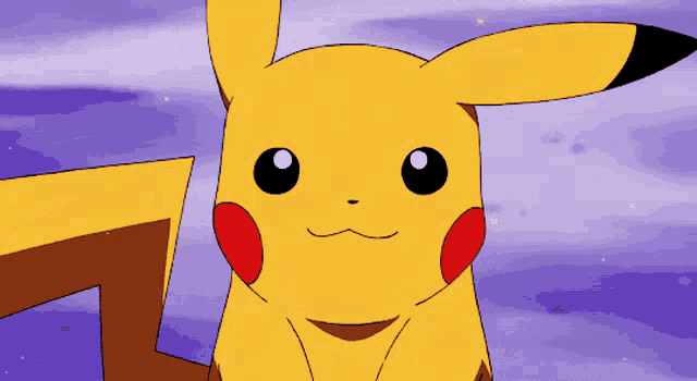 a close up of a pikachu cartoon character with its mouth open