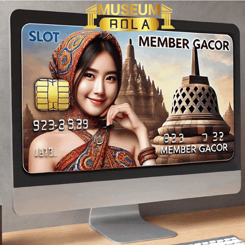 a computer screen shows a woman and a credit card that says slot