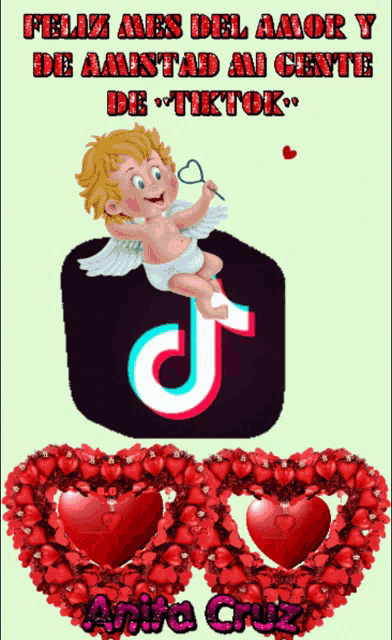 a cartoon cupid is sitting on a tiktok app