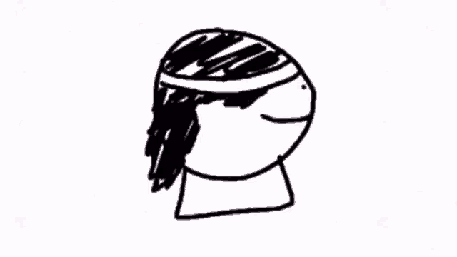 a black and white drawing of a person 's head and neck