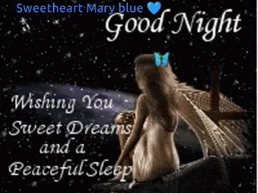 a sweetheart mary blue good night wishing you sweet dreams and a peaceful sleep card
