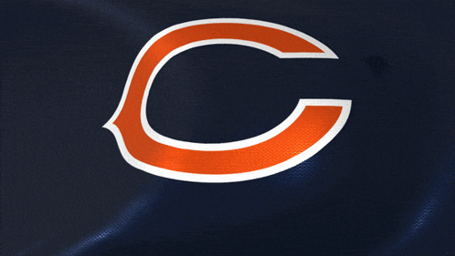 a logo for the chicago bears is on a dark blue background