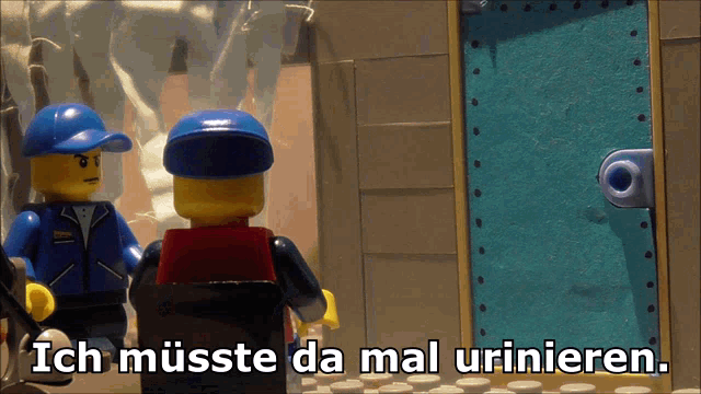 a lego scene with the words ich musste da mal urinieren on it