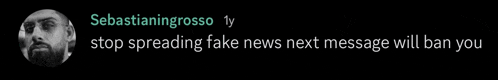 a black and white photo of a man with the words " stop spreading fake news next message will ban you " underneath