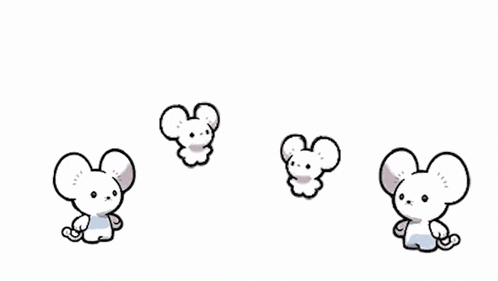 a group of cartoon mice are sitting on a white background .
