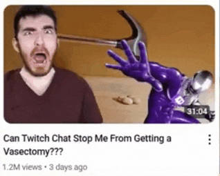 a man is holding a hammer to his head while a purple superhero is standing behind him .