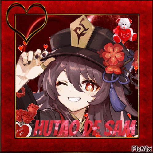 a picture of a girl with the words hutto de sam on the bottom right