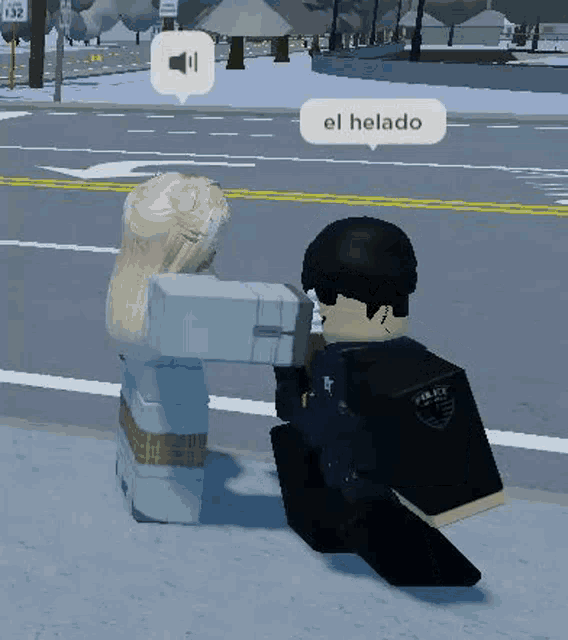 a man and a woman are standing next to each other on the side of a road .