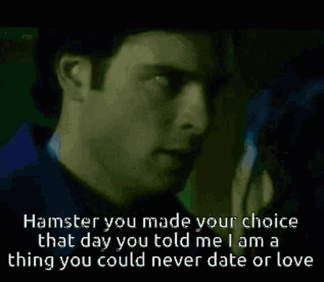 hamster you made your choice that day you told me am a thing you could never date or love